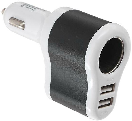 Разветвитель прикуривателя TORSO, USB 1 А / 2.1 А, 60 Вт, 12/24 В, микс