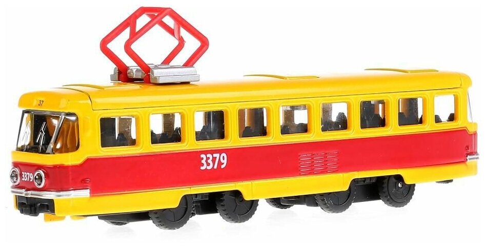 Машина металлическая инерционная трамвай 16.5 см Цвет Красный/Жёлтый технопарк SB-16-66WB
