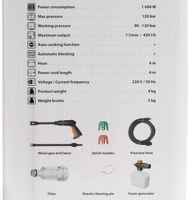 Мойка высокого давления Bort BHR-1700-Pro 120 бар 420 л/ч