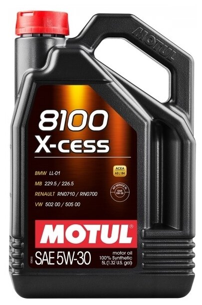 Моторное масло Motul 8100 X-cess A3/B3/B4 5W-30 синтетическое 5 л 108946