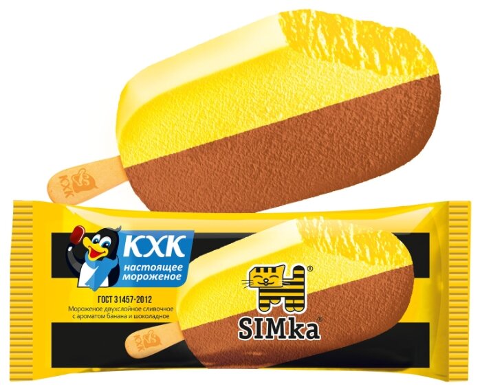 Мороженое Simka сливочное Банан-шоколад, 60 г