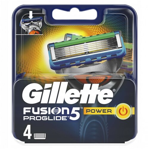 Сменные Кассеты Для Мужской Бритвы Gillette Fusion ProGlide Power, с 5 лезвиями, с точным тримммером для труднодоступных мест, для гладкого бритья надолго, 4 шт