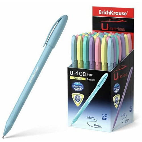 Ручка шариковая U-108 Pastel Stick 1.0, Ultra Glide, цвет чернил синий, 50 шт. ручка шариковая u 108 pastel stick 1 0 ultra glide цвет чернил синий 50 шт
