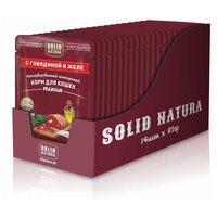 Влажный корм для кошек кусочки говядины в желе Solid Natura Premium, пауч, упаковка 14 шт х 85 г