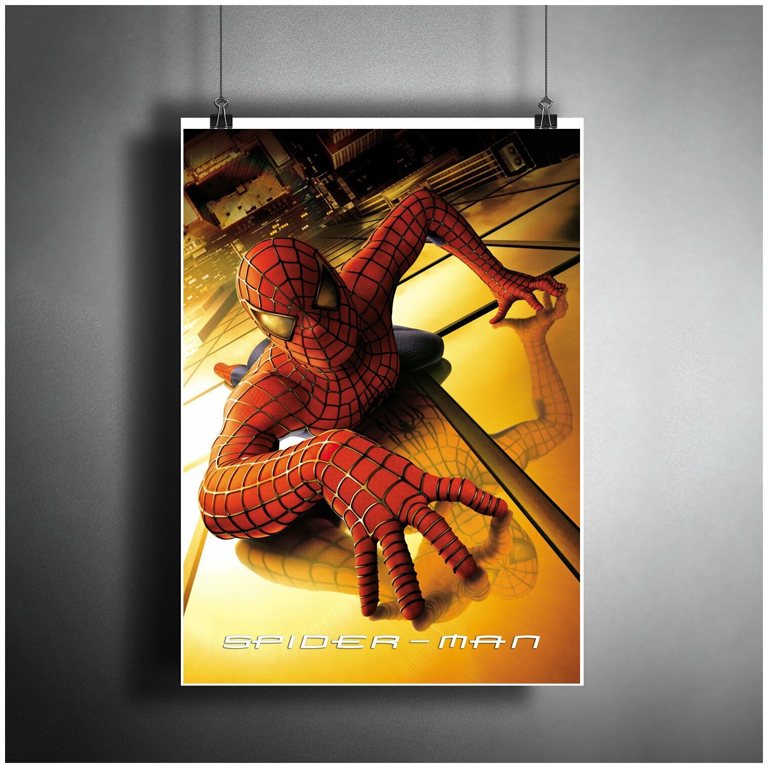 Постер плакат для интерьера "Фильм: Человек-паук. Spider-Man (2002). Комиксы Марвел" / Декор дома, офиса, комнаты, квартиры A3 (297 x 420 мм)