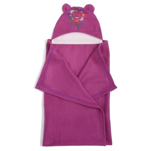 Покрывало с капюшоном и ушами, флис цв орхидея, вышивка Солнышко 70х100 см