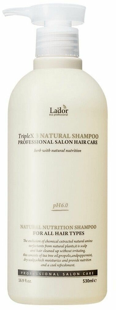 Lador Шампунь для волос с эфирными маслами / Triplex Natural Shampoo, 530 мл