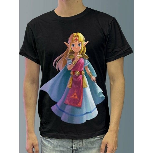 фото Футболка мужская черная из хлопка с dtf рисунком игры zelda - 3477 будь на стиле