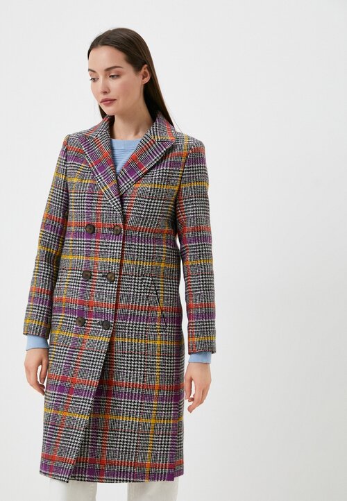 Пальто-пиджак  Azellricca демисезонное, шерсть, силуэт прямой, удлиненное, размер 44/170, бесцветный