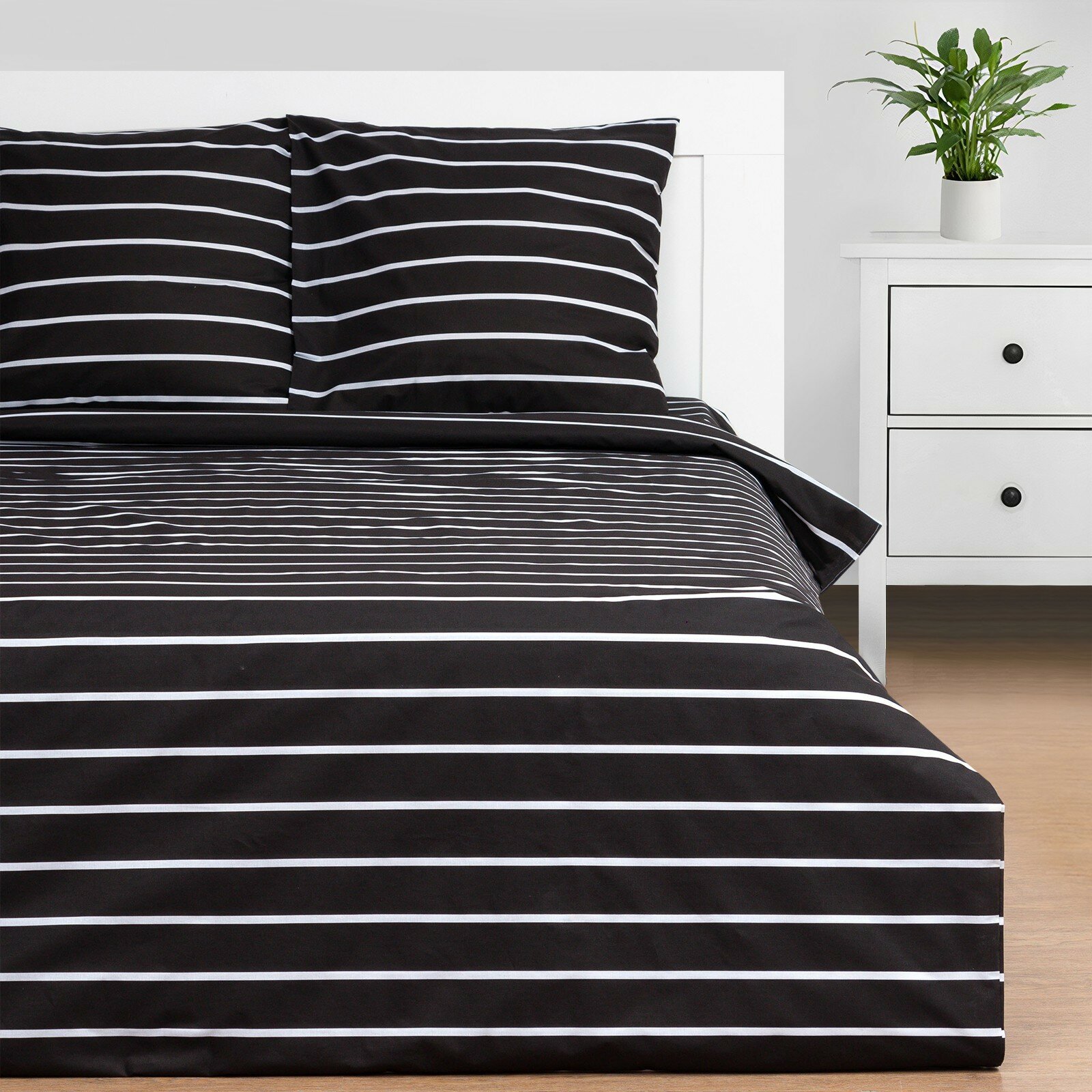 Постельное бельё Евро Black stripes 200х217 см, 220х240 см, 70х70 см-2 шт, 100% хлопок, поплин