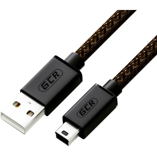 GCR Кабель Gcr PROF 2.0m USB 2.0, AM/mini 5P, черно-прозрачный, 28/24 AWG, экран, армированный, морозостойкий, -50920