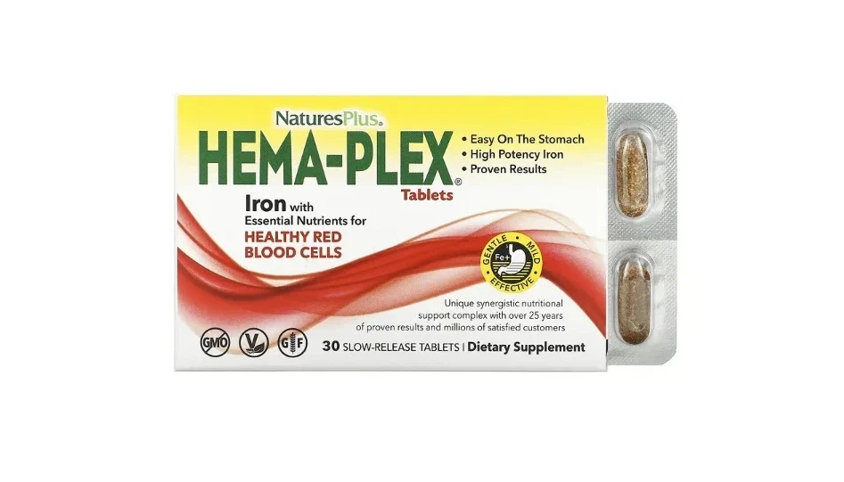 Железо Хема Плекс NaturePlus Hema-Plex 30 таблеток с длительным высвобождением — фото 1