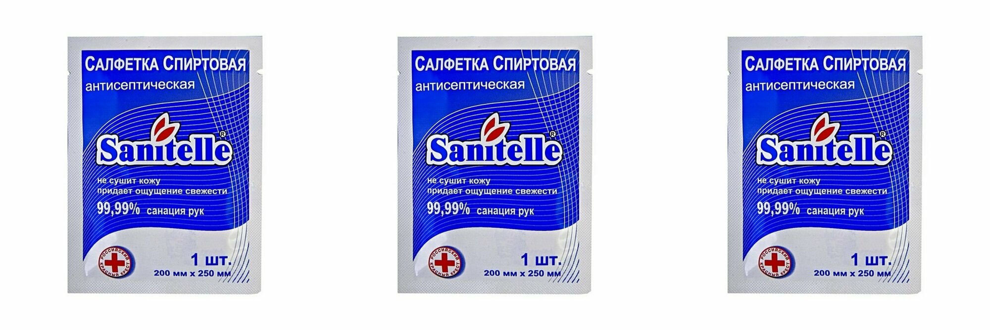 Sanitelle Cалфетка для рук антисептическая, 3 шт
