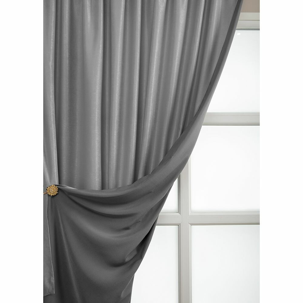 фото Штора-портьера Мокрый шелк 200х270 см серая