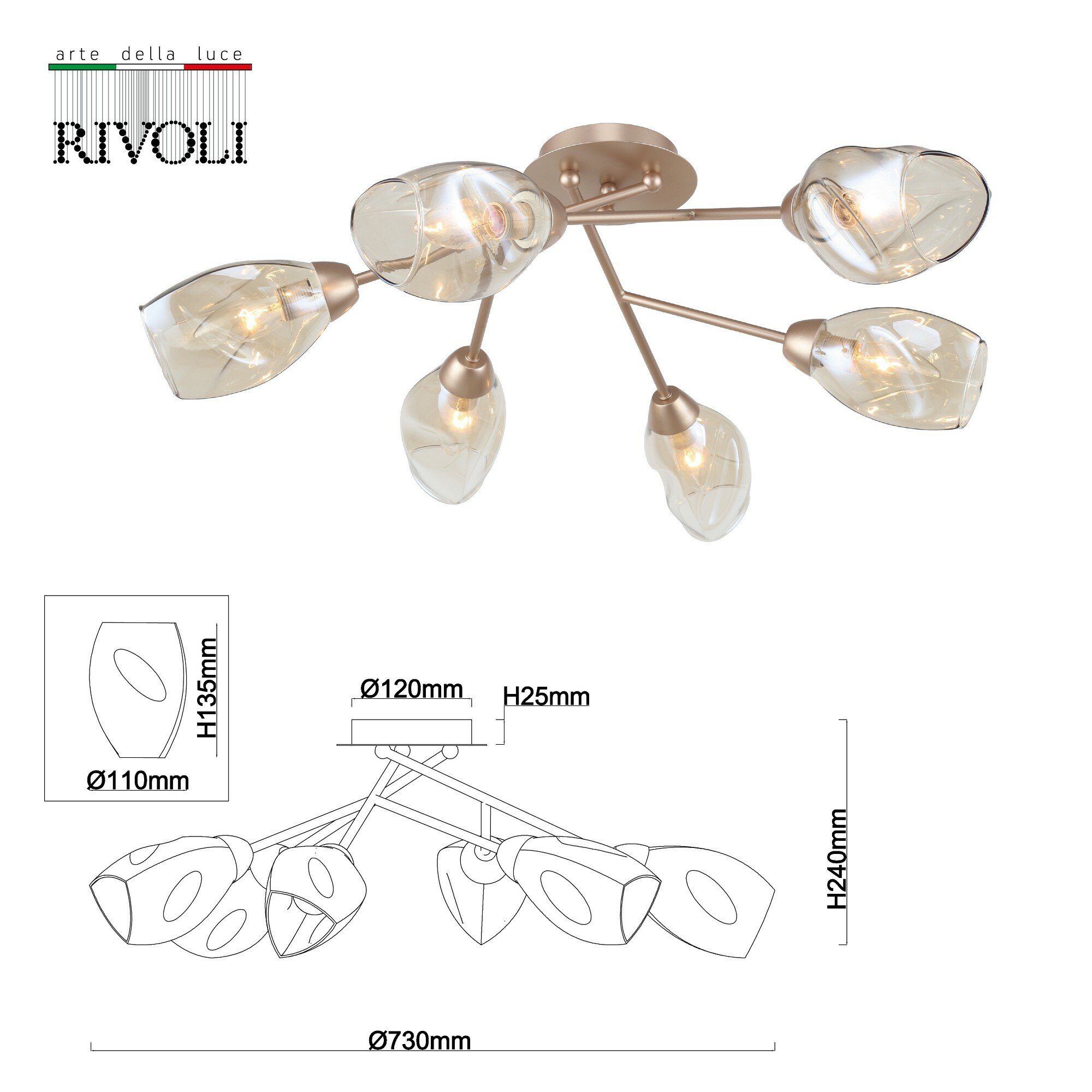 Потолочная люстра Rivoli Carrie Б0055454 - фото №7