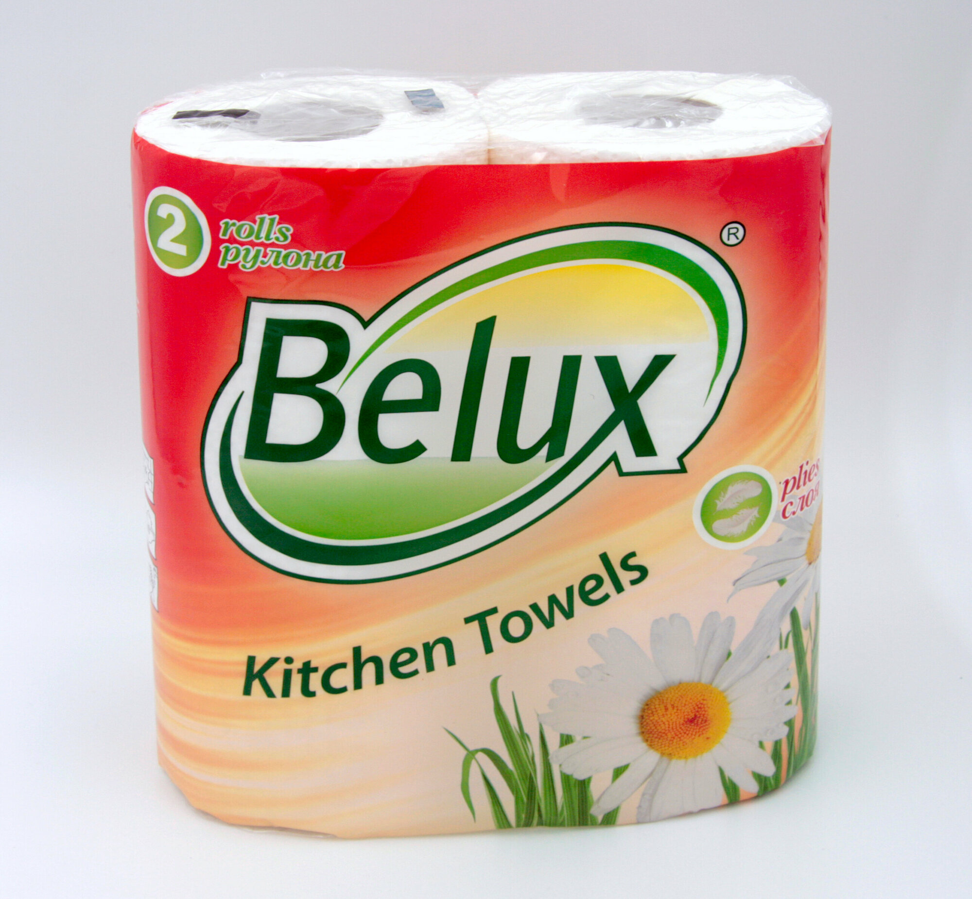 Бумажные двухслойные полотенца Belux в рулоне с перфорацией, 23х23 см, белый, 2 рулона