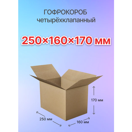 Коробки для почтовых отправлений и упаковки 4-х клапанные 250х160х170 мм, Т-23, 5 штук