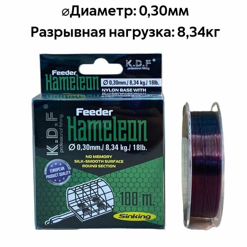 фото Леска c покрытием из флюорокарбона kdf feeder hameleon 0,30 мм 100 м нет бренда