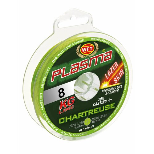 фото Леска плетёная wft kg plasma lazer skin chartreuse 150/008