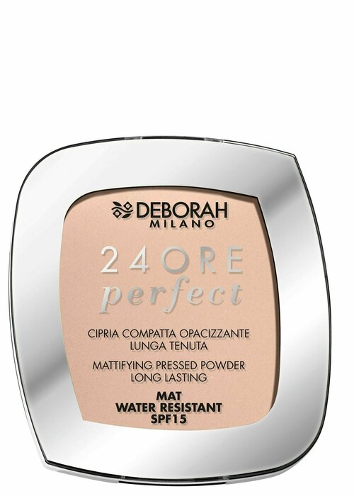 Пудра для лица, Deborah Milano, 24 Ore Perfect Compact Powder, матирующая стойкая тон 2, светло-розовый, 9 г