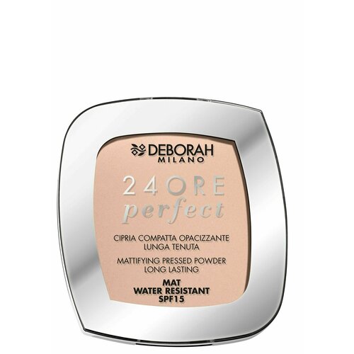 Пудра для лица, Deborah Milano, 24 Ore Perfect Compact Powder, матирующая стойкая тон 2, светло-розовый, 9 г