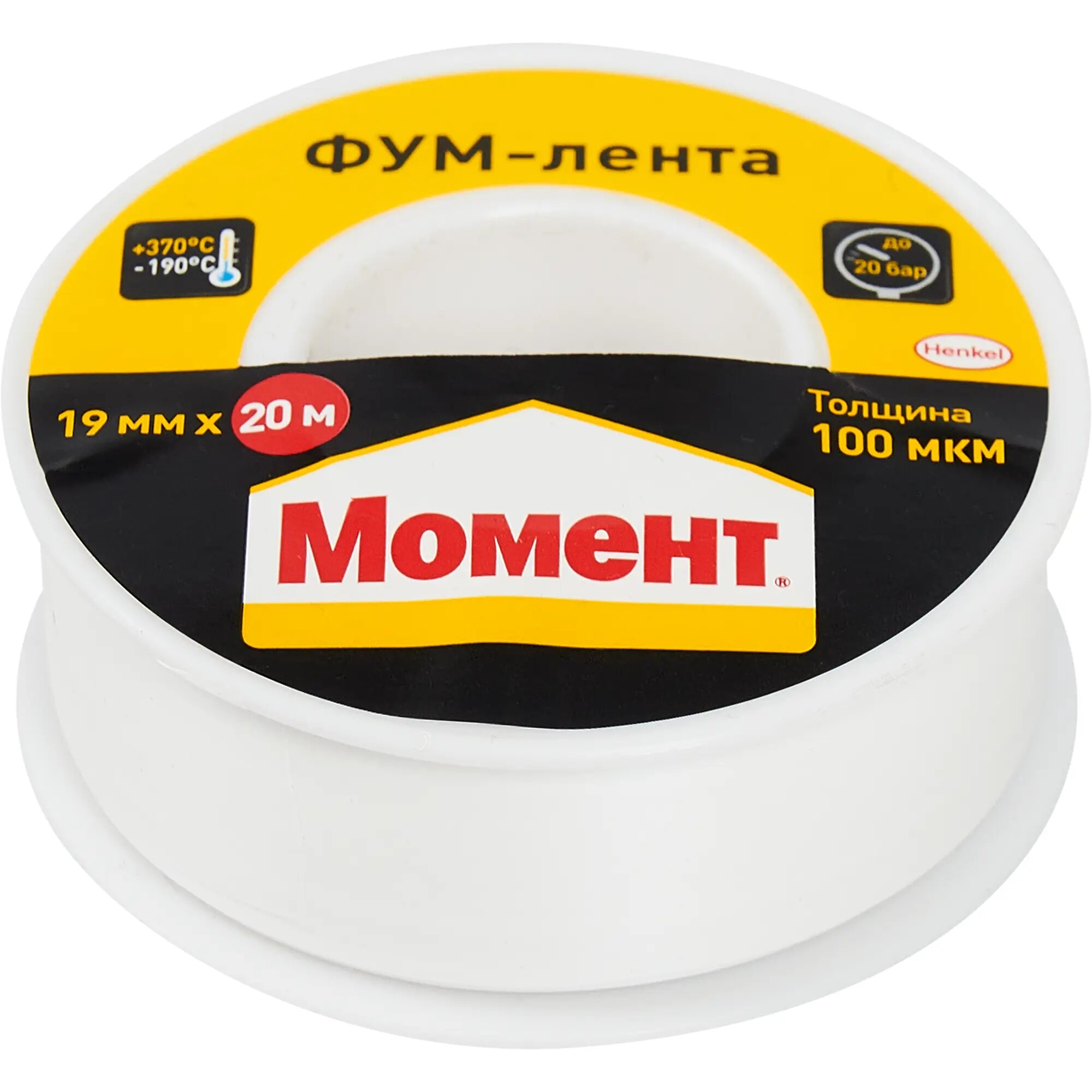 Лента момент тефлоновая уплотнительная (ФУМ) 19 ММ*20 М В шоу-боксе (10/420) хенкель — фото 7