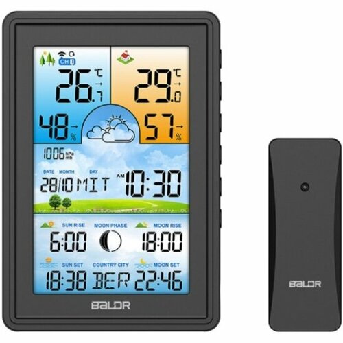 Многофункциональная беспроводная метеостанция BALDR B0360WST2H2PR-V2 черный 362000₽
