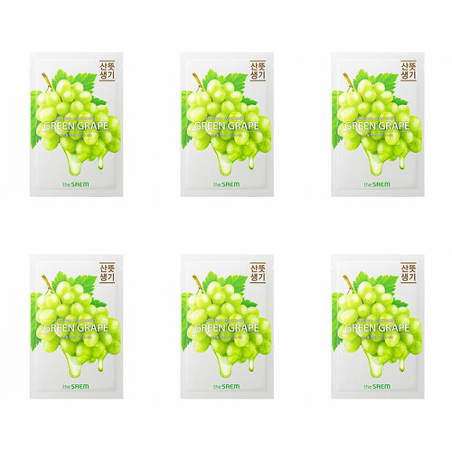 The Saem Маска тканевая для лица Natural Green Grape Mask Sheet, 21 мл, 6 шт
