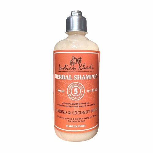 Шампунь Миндаль и Кокосовое молоко Indian Khadi 300 ml (увлажняет кожу головы)