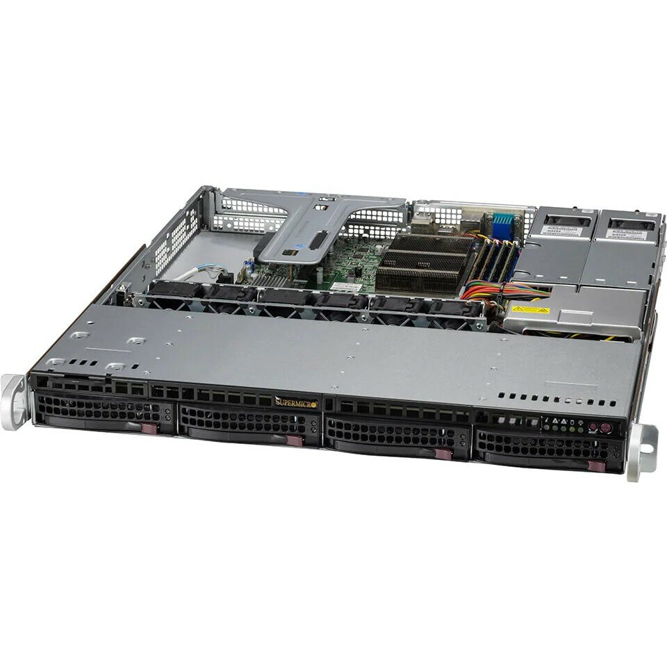 Supermicro Сервер SYS-510T-MR 1U, 2x400W, LGA1200, iC256, 4xDDR4 ECC, 4x3.5" bays, 2x1GbE, IPMI