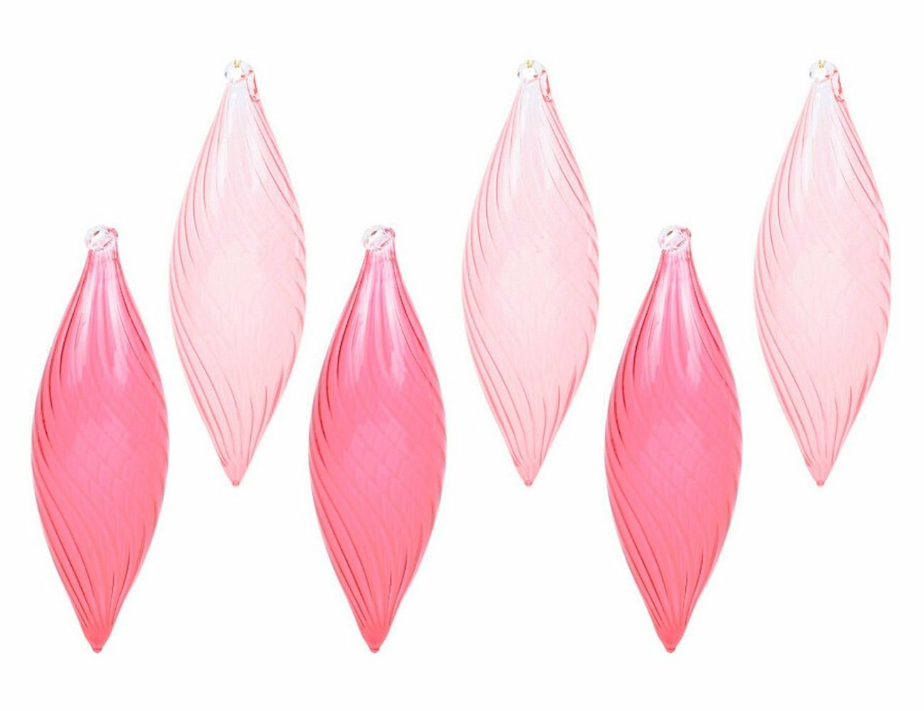 Набор стеклянных ёлочных украшений-сосулек изящная утончённость, прозрачно-розовый, 21 см, 6 шт, Koopman International ABR705310-набор