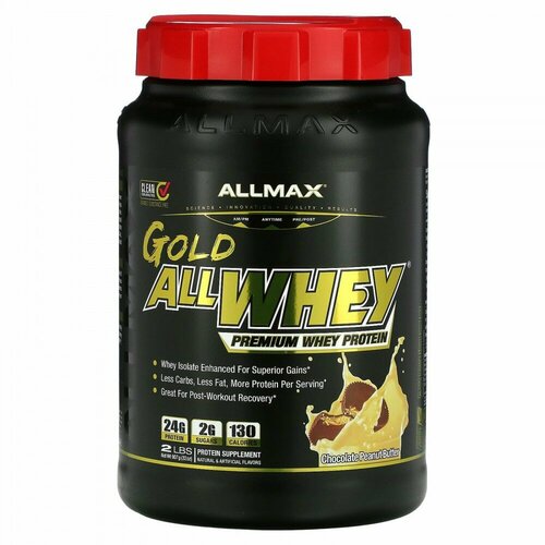 ALLMAX, Gold AllWhey, 100% Premium Whey Protein, Chocolate Peanut Butter, 2 lbs (907 g)