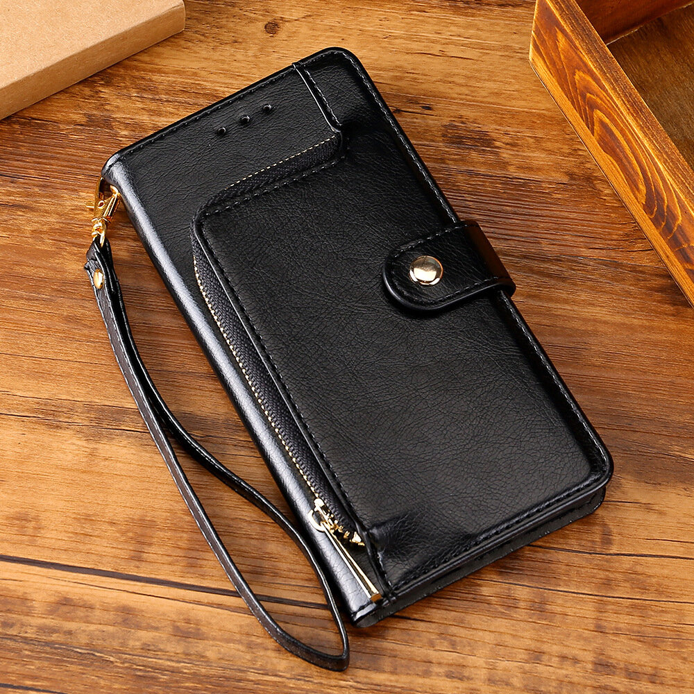 Чехол-портмоне MyPads из кожи на силиконовой основе для Sony Xperia 1 IV (1-4) с визитницей и внешним карманом на молнии черный