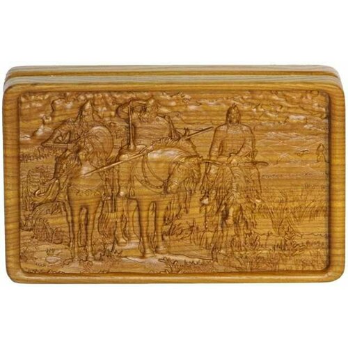 Резная шкатулка Богатыри из мореного ясеня 20,3*12,2*4,8 см 999-RTB-305L