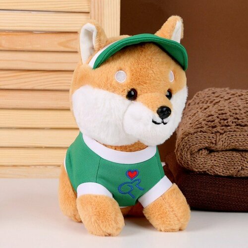 Мягкая игрушка «Собака» в зелёной кепке, 23 см (комплект из 3 шт)