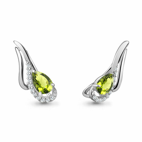 Серьги Diamant online, серебро, 925 проба, фианит, хризолит