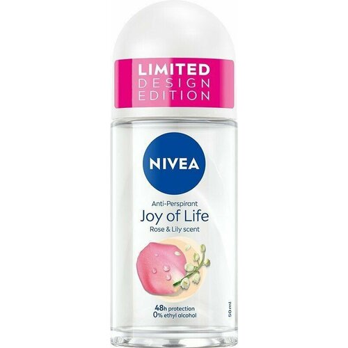 NIVEA Шариковый дезодорант-антиперспирант женский Joy of Life роза и лилия 50 мл (из Финляндии) nivea шариковый деодорант антиперспирант женский mood detox жасмин и бергамот 50 мл из финляндии