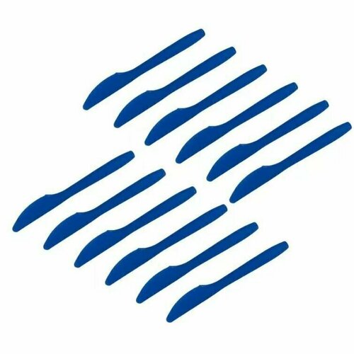 Одноразовые пластиковые однотонные ножи синего цвета Royal Blue, 12 шт.