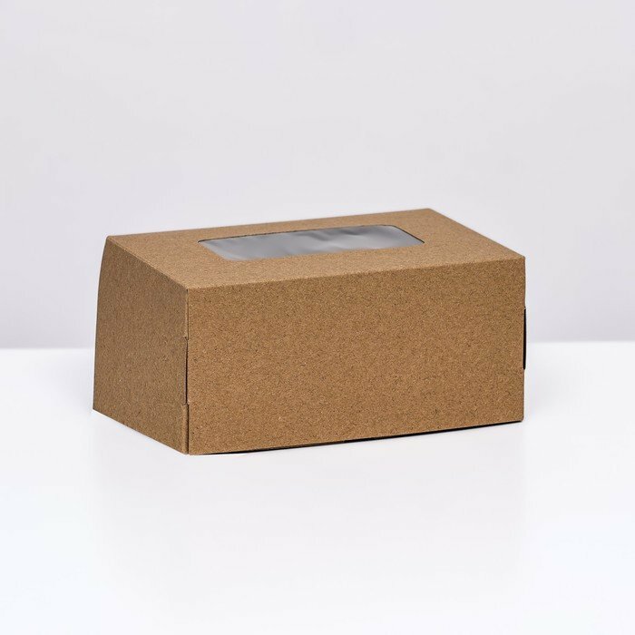 Коробка складная, с окном, крафт, 15 х 10 х 7 см (комплект из 80 шт)