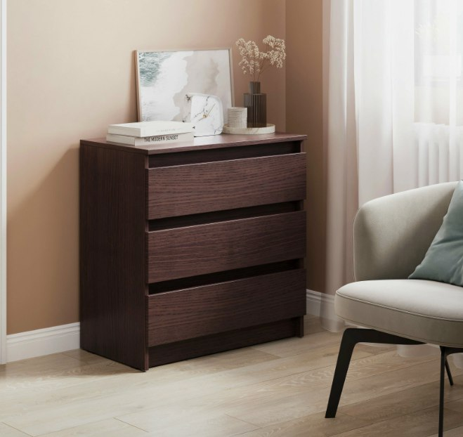 фото Комод "Морис 800" с 3-мя ящиками из ЛДСП, цвет Венге, 802х768х330 мм