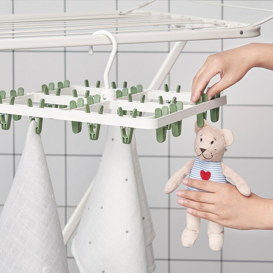IKEA SLIBB подвесная сушилка для вещей на 24 прищепки , зеленый - фотография № 4
