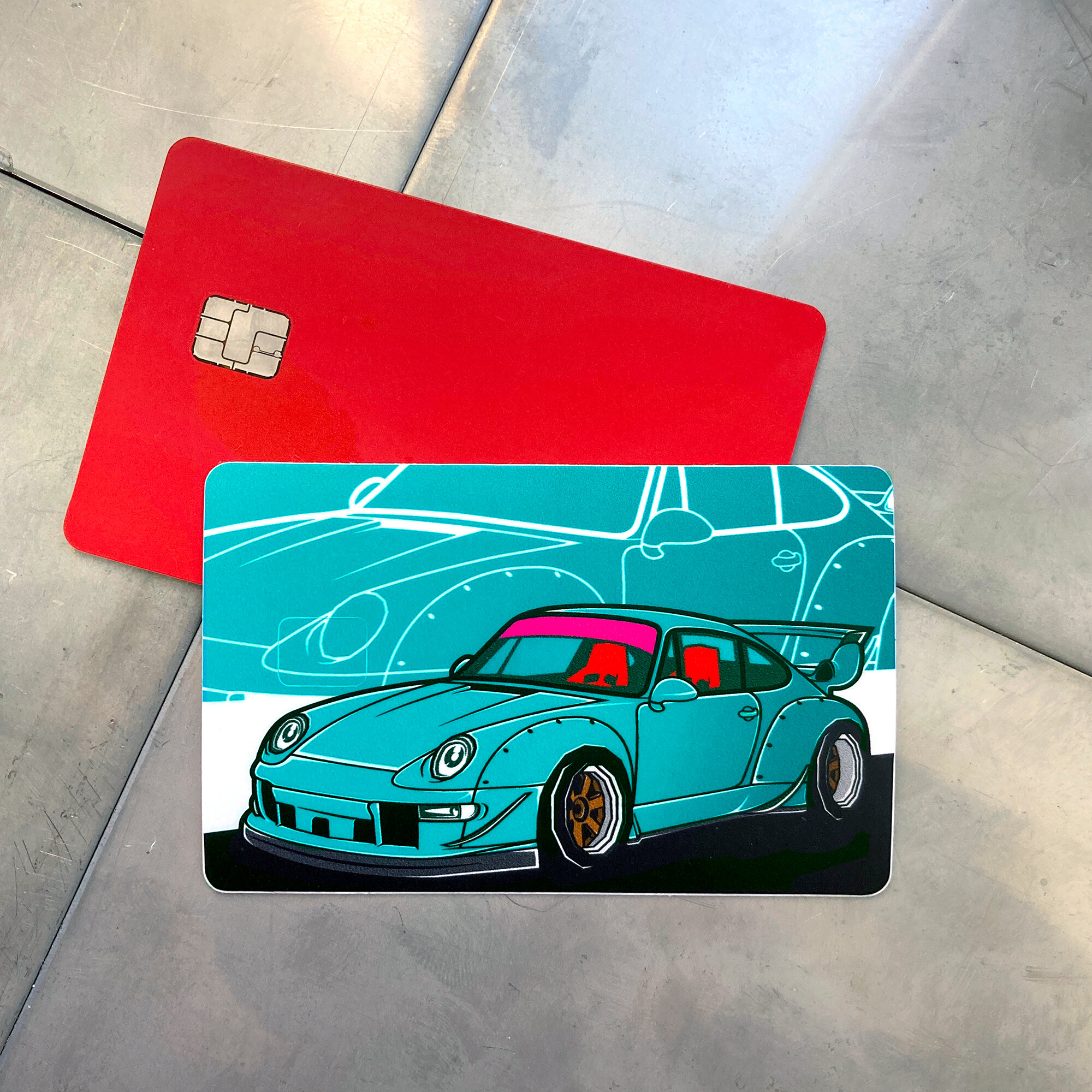 Наклейка на банковскую карту Porsche RWB тиффани