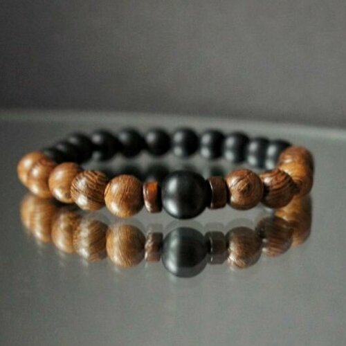 Браслет, дерево, размер 17 см, размер S, коричневый