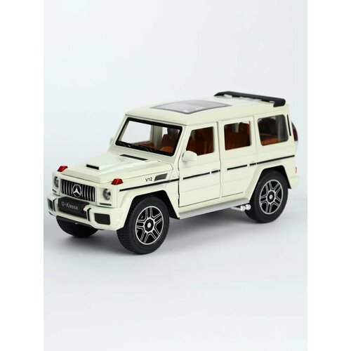 Машинка металлическая Mercedes-Benz Gelandewagen G63 в масштабе 1:24 белый (металл, свет, звук), Мерседес гелик модель автомобиля mercedes benz gelandewagen g65 в масштабе 1 24 белый металл свет звук