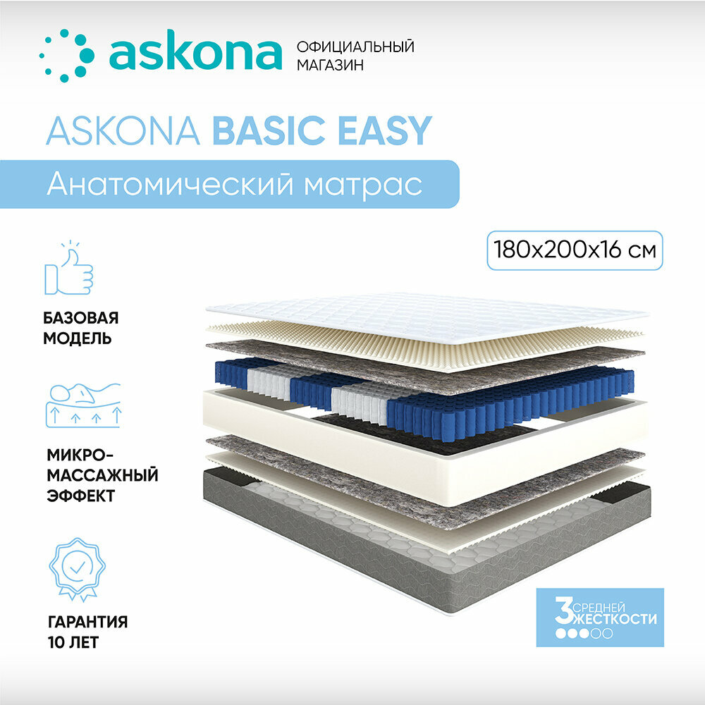 Матрас анатомический Askona (Аскона) Basic Easy 180х200