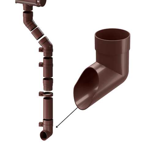 Наконечник трубы водостока ПВХ дёке Премиум 85мм, шоколад (RAL8019)