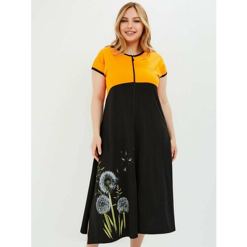 фото Халат zarka, размер 60-62, черный, оранжевый