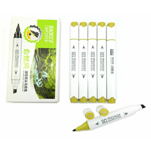 Скетч-маркер CC-22/Y003 BAOKE желто-зеленый Овальный 2х ст (острый+ скош) (6/6/6)