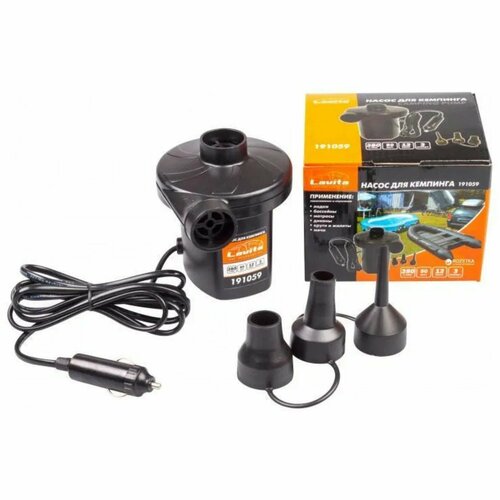 Насос электрический 12 В Lavita от прикуривателя 3 насадки 1623₽