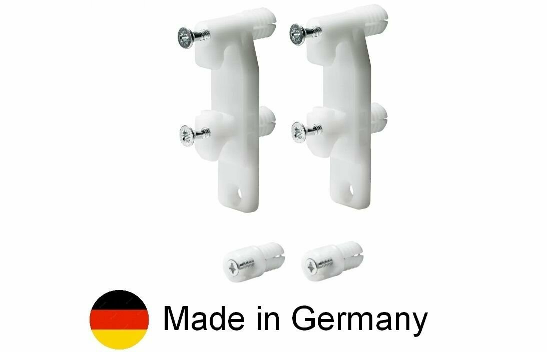 фото 2 шт - Держатель фасада ящика Hettich Atira под запрессовку + соединитель релинга с лицевой панелью - 2 шт